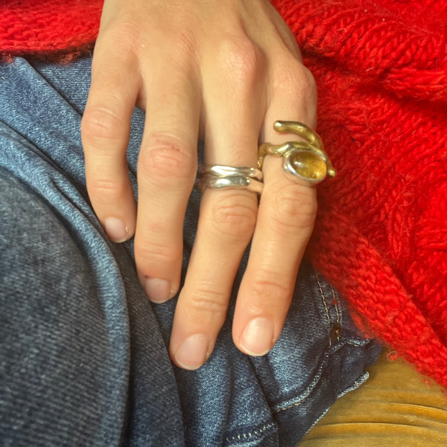 anillo BUTIÁ + CITRINO